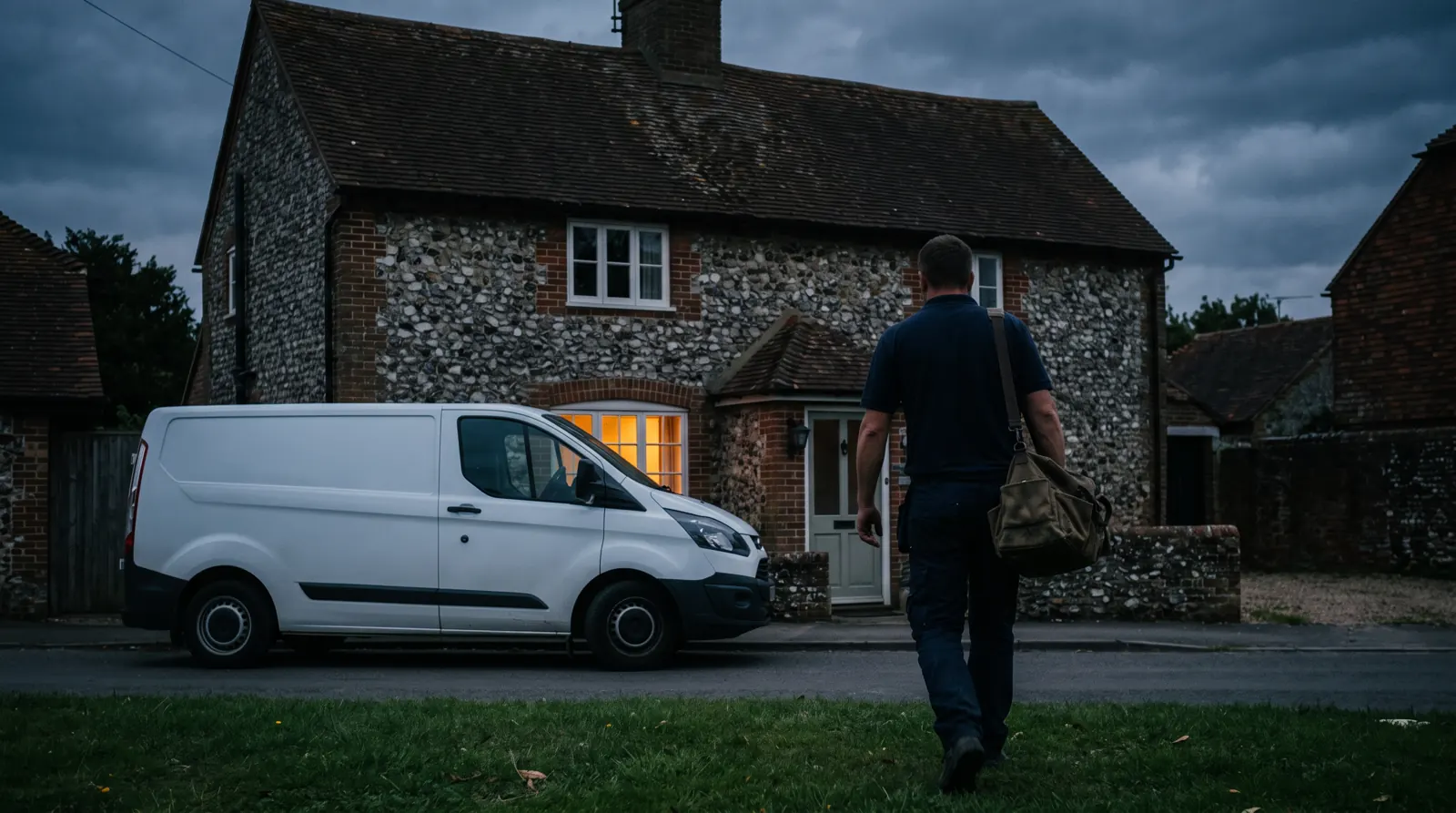 Electrician arriving at a home in Minster
